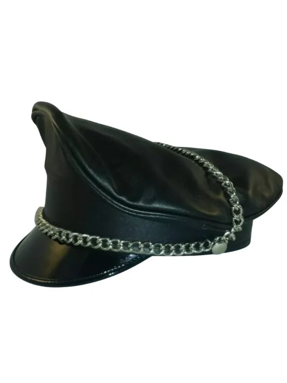 Leather Biker Cap Black - Image 2