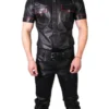 Men's Real Leather Uniform Shirt - Red Accent - Image 2